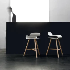 Bcn High Stool - Wood Legs