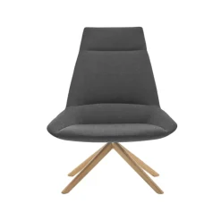 Dunas XL Wood High Back Lounge Chair - Swivel Base