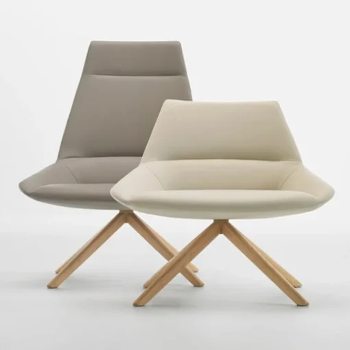 Dunas XL Wood High Back Lounge Chair - Swivel Base