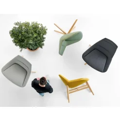Dunas XL Wood High Back Lounge Chair - Swivel Base