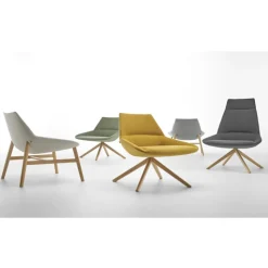 Dunas XL Wood High Back Lounge Chair - Swivel Base
